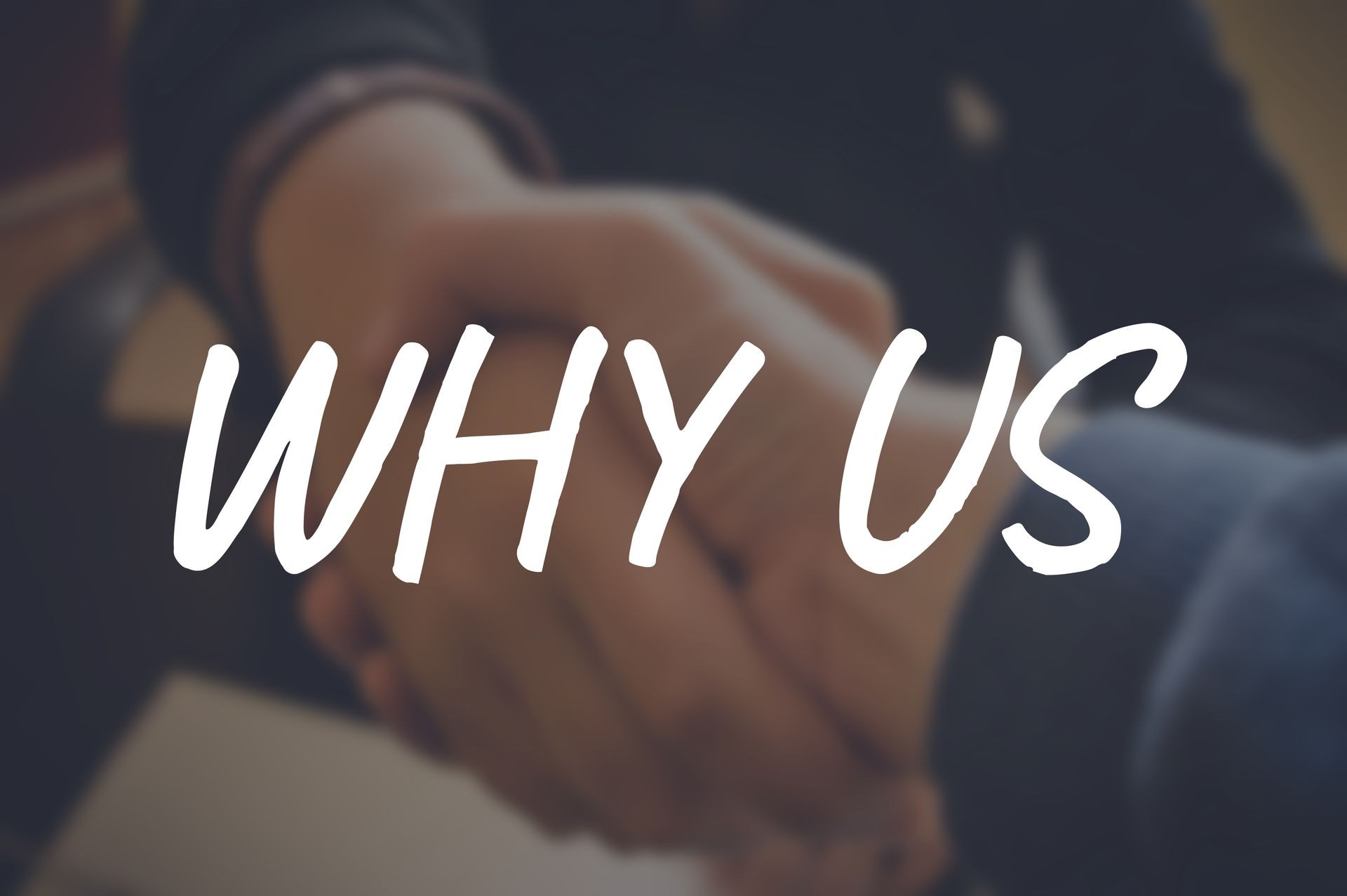 Why us word with blurring business background Why us word with blurring business background